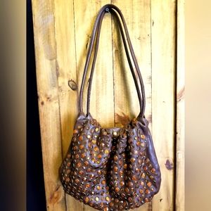 Shea Shea Brown Leather embellished Bag